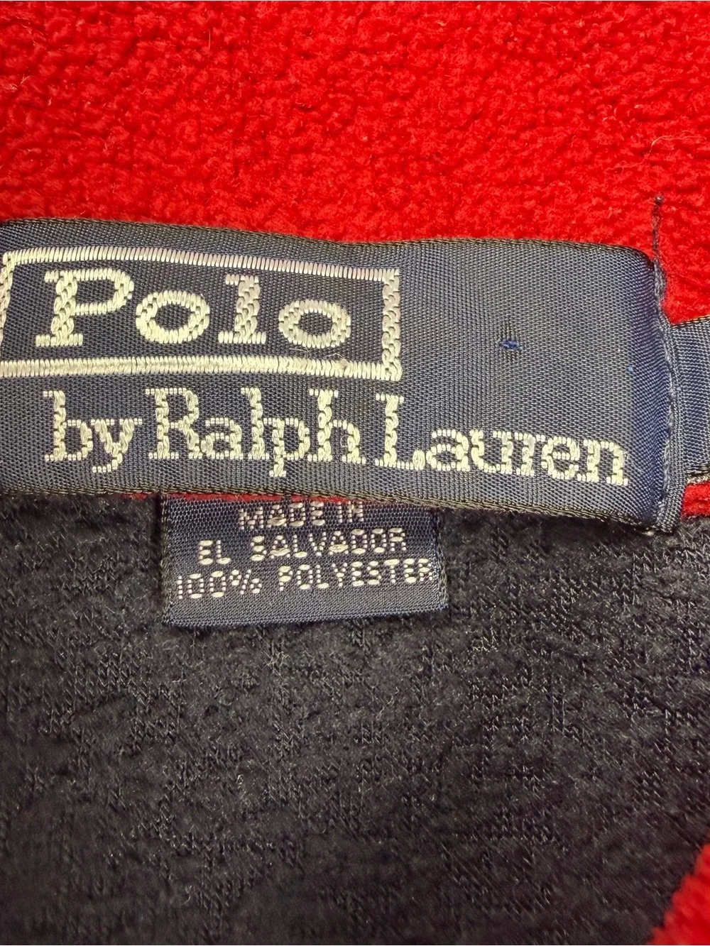 Polo by Ralph Lauren Navy Quarter-Zip Fleece with Red Contrast Collar